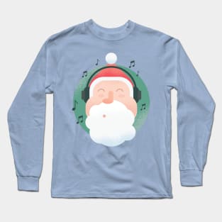 Santa Chillin' to Some Tunes Long Sleeve T-Shirt